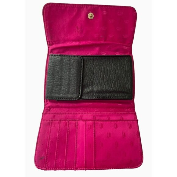 Juicy Couture Wallet Clutch Purse Tweed Plaid Black Pink Missing Chain Strap - Picture 2 of 14